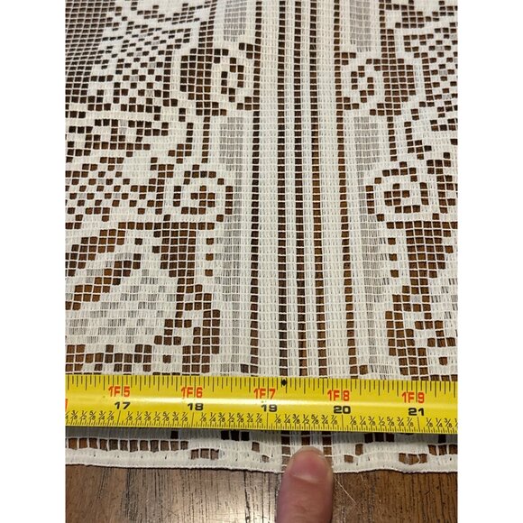 Vintage Crochet Lace Panel With Woman At Spinning Wheel Design 19 1/2" x 29" - Picture 2 of 3